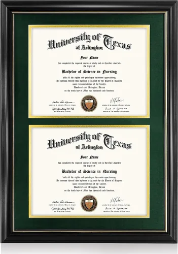 Miniatura 23 de GraduationMall Marco de diploma de certificado de 8.5 x 11, madera maciza y vidrio templado, acabado negro con ribete dorado