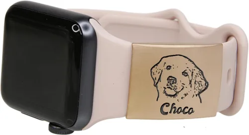 Etiqueta de identificación para mascotas para banda de reloj inteligente de silicona de 18 a 0.866 in, placa de acero inoxidable grabada Oro Rosa