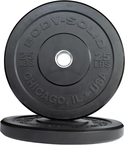 Miniatura 5 de Body-Solid Chicago Extreme - Placa de parachoques de goma, discos de parachoques olímpicos, placas de barra, pesas de parachoques