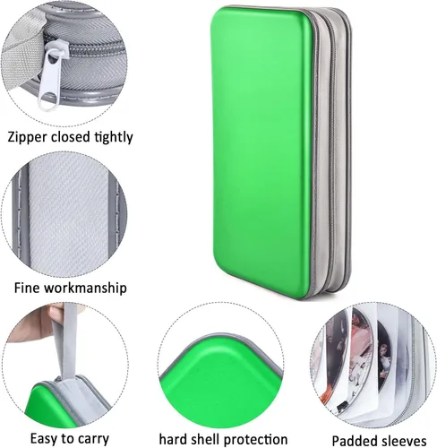 Miniatura 2 de Funda para CD, capacidad para 80 DVD, VCD, multimedia, Blu-ray, soporte para cartera, organizador de almacenamiento (verde)