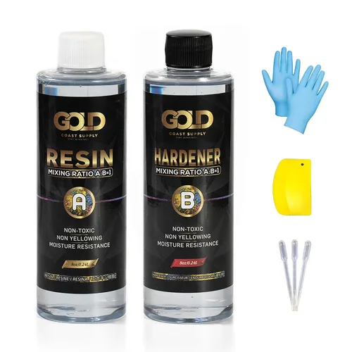 Resina epoxi de 16 onzas para artes, manualidades, revestimiento de fundición, transparente, autonivelante, no tóxica, sin BPA (resina de 8 oz +