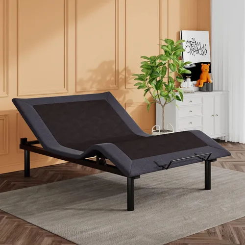 Miniatura 11 de SHA CERLIN Base de Cama Ajustable de Metal de 14 Pulgadas Tamaño Twin XL / Marco de Cama Tapizado con Articulación de Cabecera y Pie