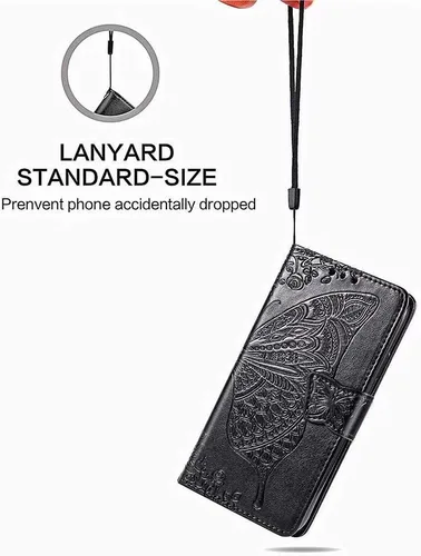 Miniatura 7 de Funda tipo cartera para Samsung Galaxy S21+/S21 Plus, piel sintética de alta calidad con estampado de flores de mariposa en relieve, función atril