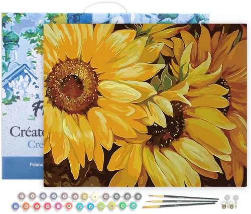 Miniatura 44 de Figured'Art - Juego de pintura por números, lienzo enrollado sin marco, para manualidades, para adultos, 16 x 20 pulgadas, jarrón de peonías