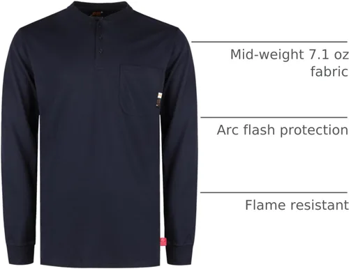 Miniatura 17 de KONRECO Camisas FR para hombre resistentes al fuego/ignífugo CAT2 7oz algodón dos tonos y camisa Henley