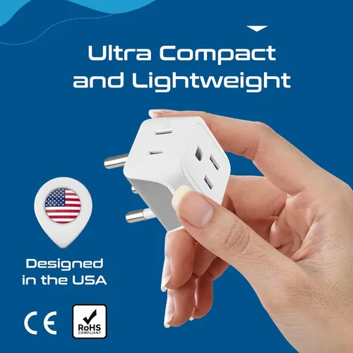 Miniatura 6 de Ceptics Adaptador de viaje para Tailandia con entrada dual de Estados Unidos (Tipo O) ultra compacto, paquete de 3, conexión a tierra segura
