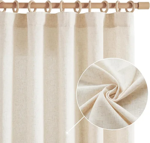 Miniatura 2 de JINCHAN Cortinas de lino de 108 pulgadas de largo, juego de 2 paneles, cortinas de ventana para sala de estar y dormitorio, cortinas