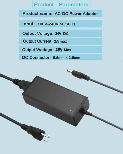 24V 2A 48W Fuente de alimentación Adaptador de CA/CC AC 100 ~ 240V a DC 24v 2amp 1A Transformador 0.217x0.098 in DC Plug Convertidor 24VDC Fuente de