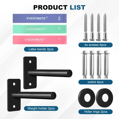 Miniatura 2 de EVERYMATE Soporte para placas de peso, soporte de placa de peso de montaje en pared para placas de parachoques, capacidad máxima de peso de 330