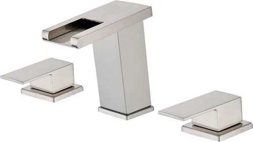 Miniatura 6 de AVSIILE Grifo de Baño LED 3 Agujeros, Grifos de Baño Cascada Dorado Cepillado, Grifo de Lavabo de Baño Moderno de 8 Pulgadas Generalizado, Grifo