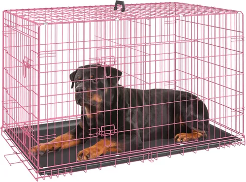 Miniatura 19 de FDW Jaula para perros con doble puerta, jaula plegable de alambre de metal de 36 pulgadas con bandeja extraíble y panel divisor, jaula para mascotas