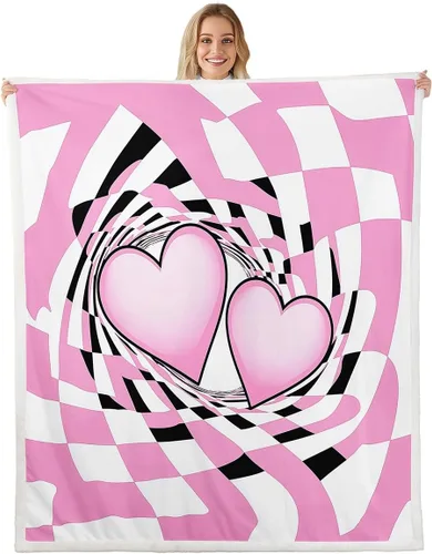 Miniatura 11 de Couple Love Throw Blanket,Cartoon Pink Hearts Bed Plush Blanket for Living Room Decor,Vomantic Valentine Pink Couch Bed Sofa Soft Cozy Kids Adults