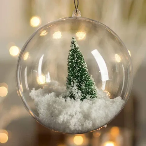 Miniatura 7 de Paquete de 12 bolas decorativas rellenables de plástico transparente de 3.15"/80mm para Navidad, festividades, boda, fiesta, decoración del hogar