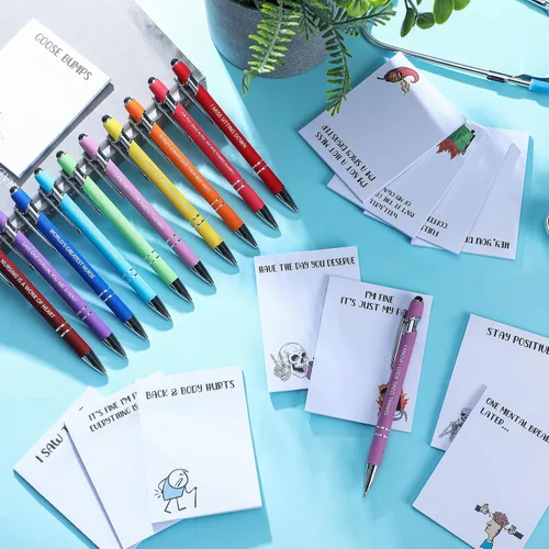 Miniatura 4 de Geyee 24 notas adhesivas divertidas para enfermeras con divertidos bolígrafos de 3 x 4 pulgadas, bloc de notas con refranes para compañeros