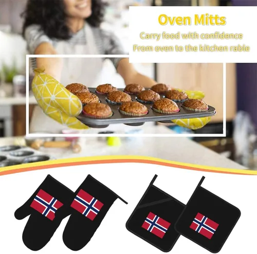 Miniatura 7 de Norway Flag - Juego de 4 manoplas de horno resistentes al calor