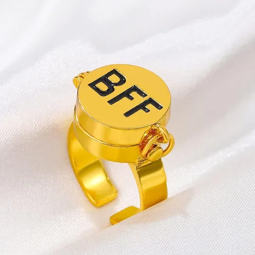 Miniatura 2 de ALFAAL 3 anillos de mejor amiga, anillo de apertura ajustable de anime para adolescentes, el mejor regalo de joyería de amistad, Metal, Sin piedras