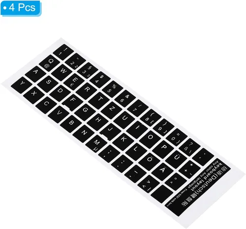 Miniatura 3 de PATIKIL Adhesivos alemanes para teclado, paquete de 4 fundas universales de repuesto para teclado liso para computadora de escritorio, fondo negro