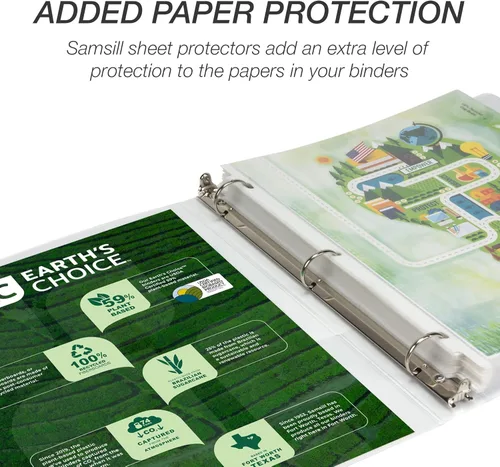 Miniatura 7 de Samsill Earth's Choice - Carpetas a base de plantas con 3 anillos redondos de 1 pulgada, hasta 25% de plástico a base de plantas, certificado a base