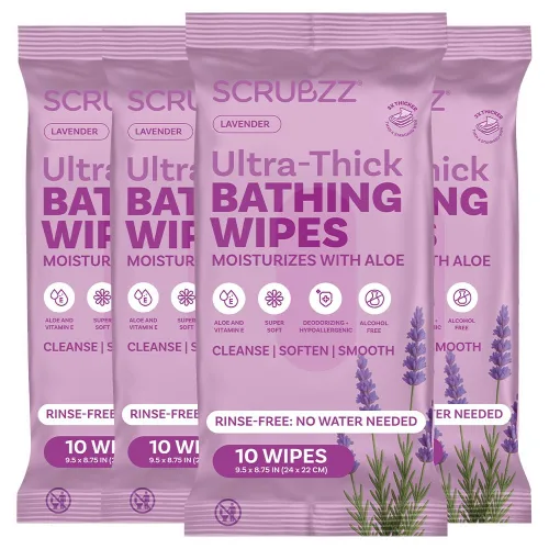 Miniatura 15 de Toallitas de baño extra grandes sin enjuague para adultos - 40 paños desechables para limpieza corporal para hombres, mujeres y personas mayores