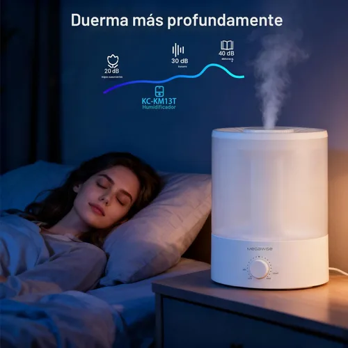 Miniatura 7 de MegaWise Humidificadores de niebla fría de recarga superior saludable para dormitorio, vaporizador de aire ultrasónico de 24 dB con filtro de agua