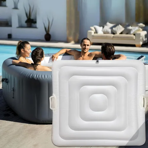Miniatura 7 de Cubierta Inflable para Jacuzzi Tapa de Ahorro de Energía para Jacuzzi al Aire Libre, Cubierta Protectora Resistente al Viento e Impermeable