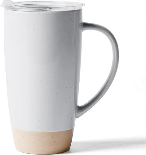 Miniatura 11 de famiware Jupiter - Taza de café grande de 20 onzas con tapa, taza de cerámica con asa para café con leche, té, cacao, leche, hogar y oficina, apta