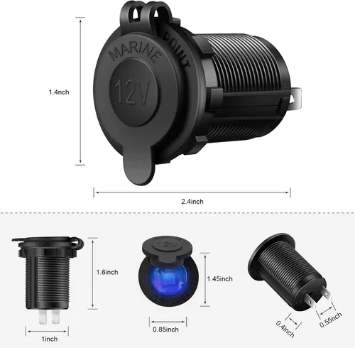 Miniatura 3 de ZHSMS - Enchufe para encendedor de cigarrillos, automóvil, motocicleta, ATV, RV, enchufe para encendedor, toma de corriente, receptáculo de 12V, Azul