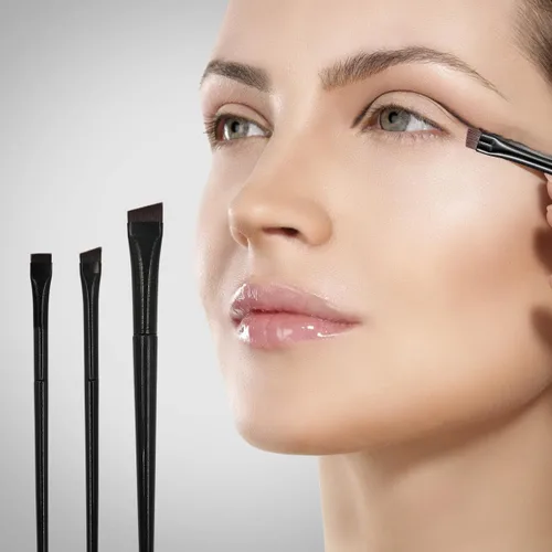 Miniatura 7 de Juego de 15 pinceles para tinte de cejas y delineador en ángulo, precisión inclinada ultrafina para delineador, tinte de cejas y maquillaje, incluye