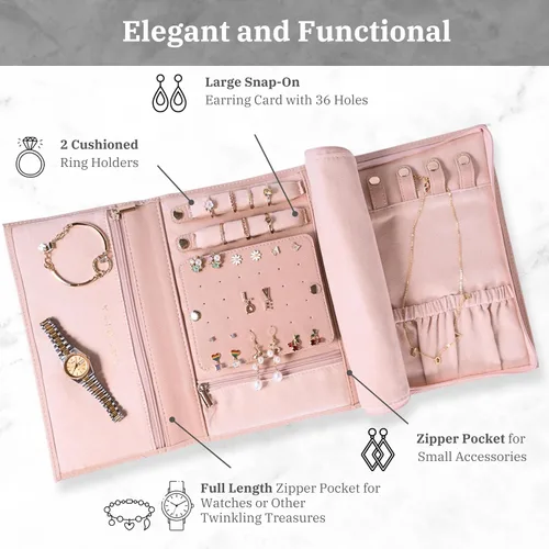 Miniatura 3 de COSMIYA Joyero de viaje personalizado con inicial, regalos personalizados con monograma para mujeres, regalos de dama de honor, organizador de joyas