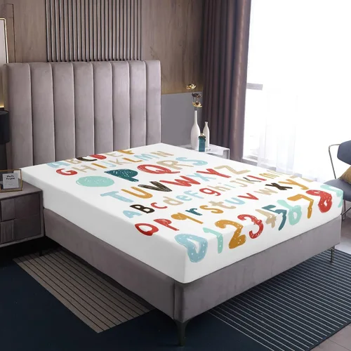 Miniatura 3 de Erosebridal Juego de ropa de cama con diseño del alfabeto para niños, bolsillo profundo, sábana bajera ajustable con patrón digital para niños