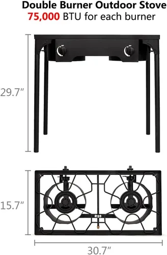 Miniatura 5 de Henf Estufa de campamento para exteriores, cocina portátil de gas propano de alta presión con regulador ajustable de 0-20 PSI, patas ajustables