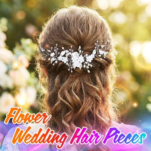 Miniatura 4 de Unicra Tocado de novia con perlas de vid y flores, piezas de pelo de boda, accesorios de cabello de graduación plateadas para novias y mujeres