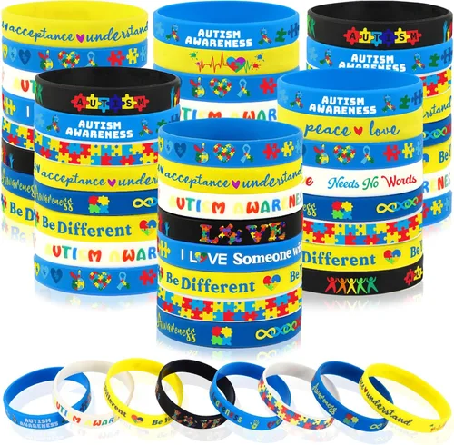 Miniatura 27 de JUNEBRUSHS 64 piezas de pulseras de silicona para fiesta del 100º día de escuela