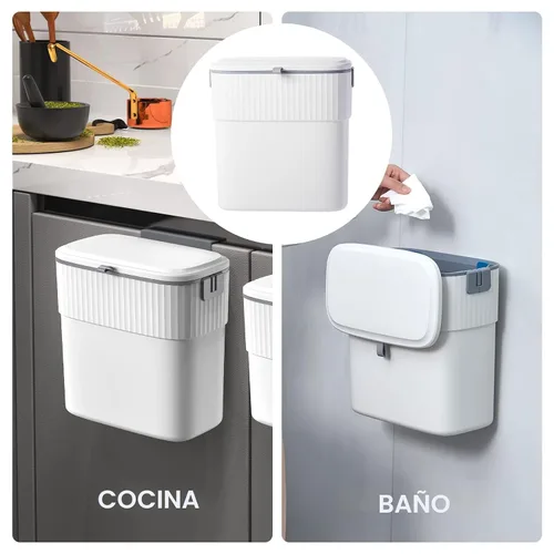 Miniatura 7 de ELPHECO Basurero Colgante con Tapa de 2.5 Galones, Contenedor de Compost de Cocina para Debajo del Fregadero, Bote de Basura de Plástico Montado