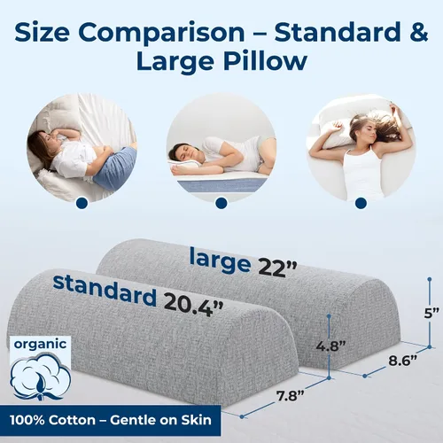 Miniatura 5 de 5 STARS UNITED Almohada de rodilla para personas que duermen de lado, cojín de media luna para cama, alivio del dolor de cadera, cojín de espuma