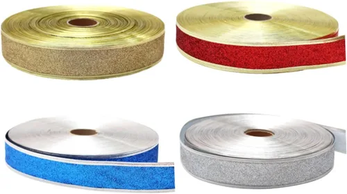 Miniatura 6 de TEHAUX 12pcs Chic Christmas Ribbons Each Silver Glitter for Crafts Wrapping and Holiday Decorations