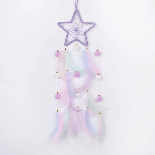 Miniatura 15 de Pretty Jolly - Atrapasueños azul de gato para niños, decoración de pared con pompones y plumas, atrapasueños hecho a mano para niños, decoración