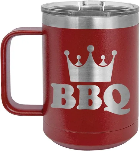 Miniatura 16 de Taza de café para barbacoa King de 15 onzas con tapa superior deslizante, taza de café de viaje aislado idea de regalo para los hombres que tienen