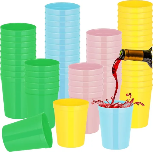 Gerrii 60 vasos grandes de plástico reutilizables de 16 onzas para fiestas, cumpleaños, picnic, deportes, eventos, bodas y fiestas (colores frescos)