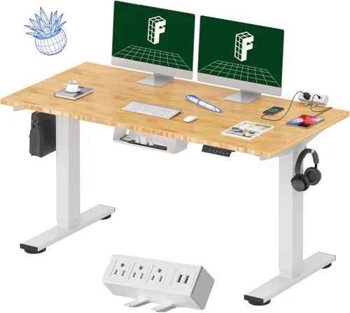 Miniatura 57 de FLEXISPOT EN2 Escritorio de pie de una pieza completa con regleta de alimentación de abrazadera, escritorio eléctrico de altura ajustable de 40 x 24