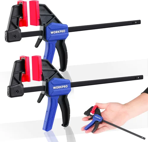 WORKPRO Abrazaderas de mini barra de 6 pulgadas para carpintería, abrazadera/esparcidor con una sola mano, abrazadera F de cambio de tornillo de Azul