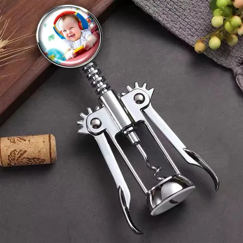 Miniatura 5 de ubjva Abrebotellas de vino con foto personalizada, sacacorchos de aleación de zinc con alas, plateado, 7 x 2.5 pulgadas, perfecto para restaurantes
