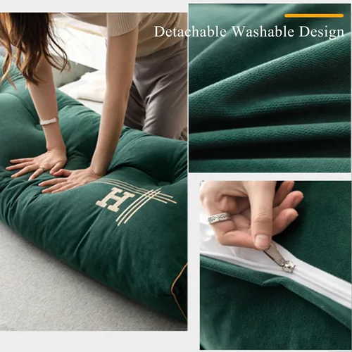 Miniatura 5 de HM&DX Almohada de lectura triangular con cuña para cabecero, almohada de respaldo de terciopelo con funda extraíble y bolsillos laterales