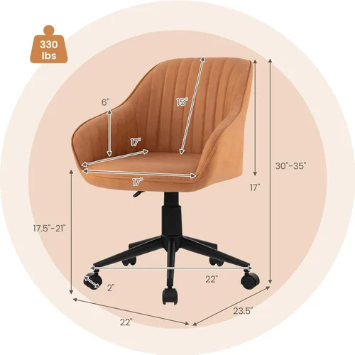 Miniatura 3 de POWERSTONE Silla moderna de escritorio para oficina en casa, silla de computadora de mediados de siglo, silla giratoria ajustable para dormitorio