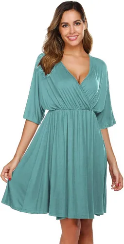 Miniatura 3 de Ekouaer Vestido de maternidad 3 en 1 para maternidad, trabajo de parto y lactancia, camisón de enfermería, ropa de dormir para lactancia, tallas S a