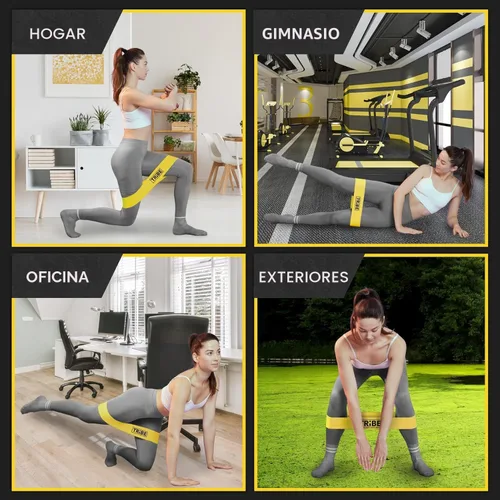 Miniatura 5 de Tribe Lifting - Bandas de resistencia de tela para glúteos y piernas Juego de 5 bandas de tela para entrenamiento Bandas gruesas de glúteos