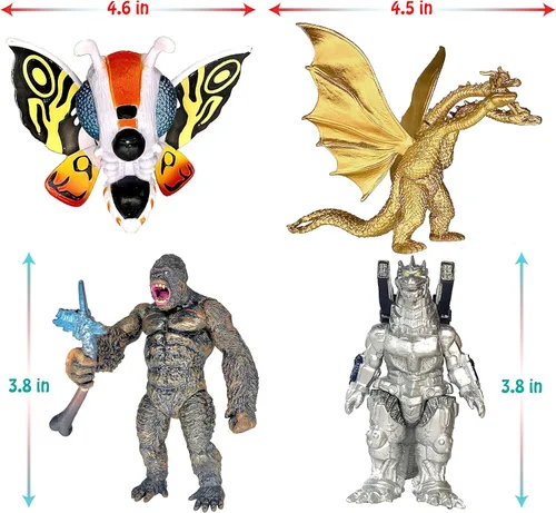 Miniatura 5 de TwCare Juego de 7 juguetes Godzilla con bolsa de transporte, figuras de acción articuladas movibles 2021, King of the Monsters Mini Dinosaur Mothra