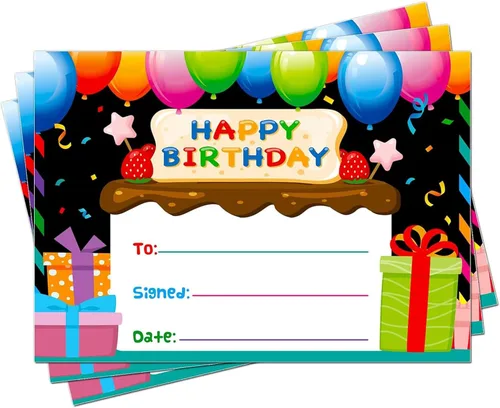 D24TIME Certificados de cumpleaños para el aula de los niños – 36 piezas de regalos de feliz cumpleaños para estudiantes, profesores, suministros