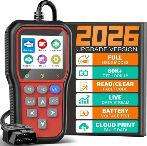 Miniatura 11 de BluSon YM319 - Escáner OBD2, herramienta de diagnóstico con probador de batería, lector de código de falla del motor con datos en vivo, impresión