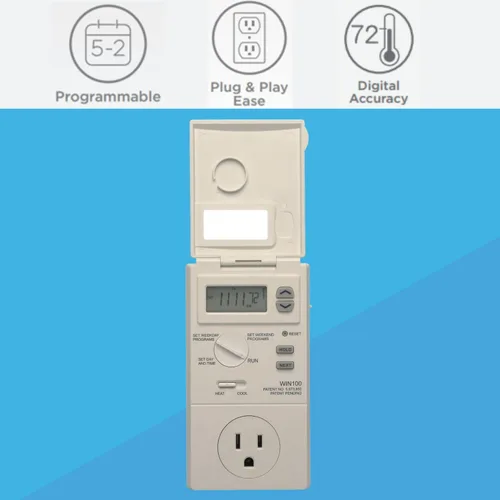 Miniatura 3 de Lux Termostato programable WIN100 de 5 a 2 días; voltaje de línea enchufable; baterías incluidas